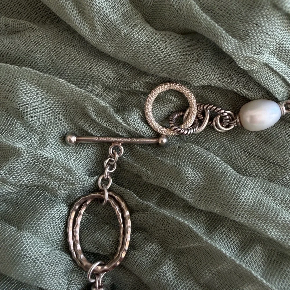 Michael Dawkins Silver&Pearl necklace 17”